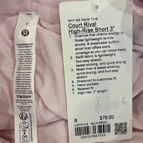 Court Rival High-Rise Short 3" Blissful pink/red clay - Picture 8 of 9